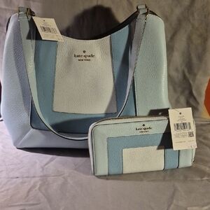 Kate Spade Light Blue and White Shoulder Bag Set